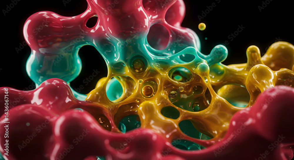 Fototapete abstract multicolored interconnected organic structure with bright gradient