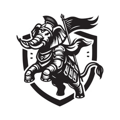 Royal Armored Elephant Crest Logo