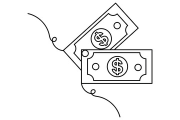 Dollar icon continuous one line drawing with editable stroke