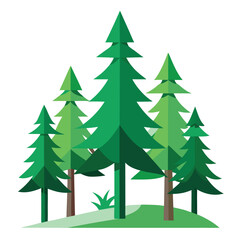 Pine trees set icon on white background