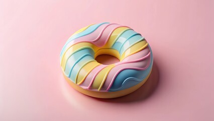 Pastel-hued donut chart with swirling patterns of pink, blue and yellow , sweet treat, pastry art,  sweet treat, pastry art