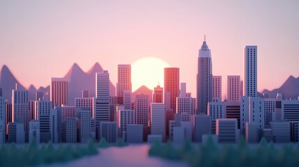 Fototapeta premium Dynamic frame-by-frame animation of a city transformation at gigapixel quality urban landscape artistic view