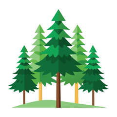 Pine trees set icon on white background