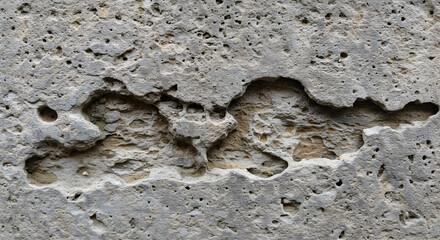 Aged Cement Surface With Eroded Cavities And Rough Texture