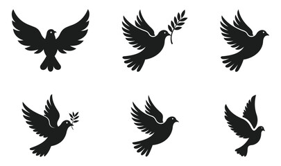 Peace Dove Silhouettes Vector Illustration.