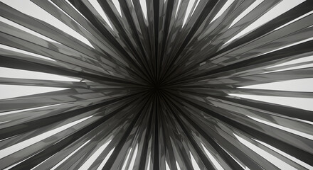 Obraz premium Monochrome Radiating Pattern Of Abstract Shapes In Stark Contrast