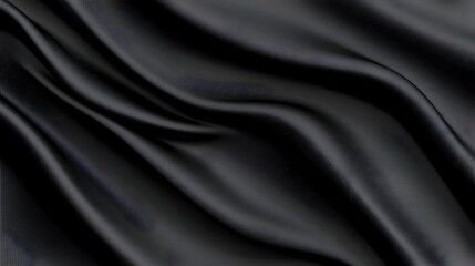 Fototapeta premium Draped dark fabric with soft, flowing folds and subtle sheen