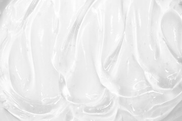 Cosmetic gel, serum transparent sample. Liquid cream with bubble texture. Gel texture of a cosmetic...