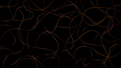 Elegant abstract pattern of chaotic golden line strokes over a dark backdrop. A vibrant and decorative design featuring tangled, flowing curves and geometric randomness—perfect for luxurious digital a
