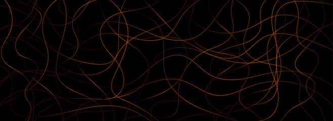 Elegant abstract pattern of chaotic golden line strokes over a dark backdrop. A vibrant and decorative design featuring tangled, flowing curves and geometric randomness—perfect for luxurious digital a