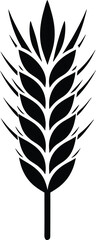  wheat ear silhouette, Ear of Wheat, Barley or Rye, Vector icon isolated on white background