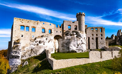Obraz premium Ogrodzieniec Castle in Podzamcze in Polish Jura, Poland