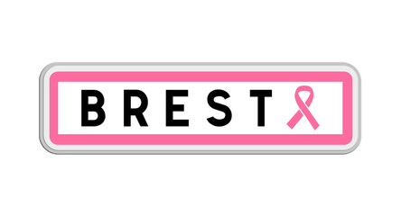 Panneau de sortie de Brest, Finistère, Bretagne avec Ruban Octobre Rose