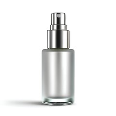 A soap dispenser with a silver pump, isolated on a white background
