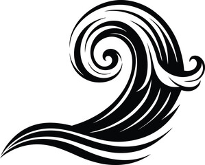 Sea wave silhouette, sea wave silhouette isolated on white background, Nature ocean graphic symbol vector illustration