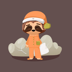 Sloth animal with sleep dress