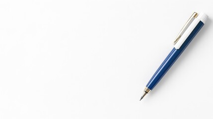 Naklejka premium A single, dark blue pen on a white background