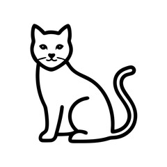 Obraz premium Cute outline of a sitting cat showcasing simple and minimalistic design in black and white