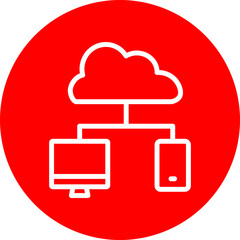 LAN Vector Line White Circle Red