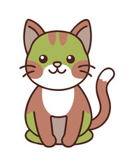 Obraz premium Cute cartoon cat character with a playful expression, showcasing vibrant colors and a charming design in a whimsical art style