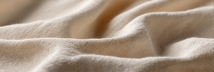 Fototapeta premium Handmade cotton fabric texture with soft organic weave, featuring warm off-white tones and natural textile surface, embodying a wabi-sabi aesthetic 
