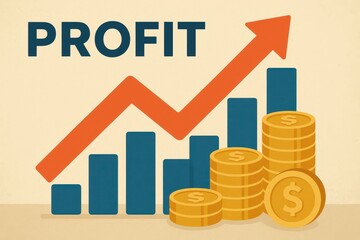 Profit Growth Illustration with Coins and Chart Representation