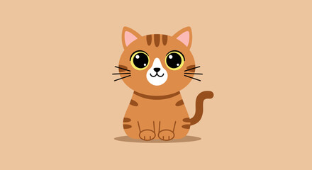 Playful Orange Tabby Cat Profile Minimalist Design