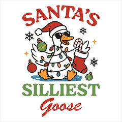 Santa's Sikkies Goose - Bundle Of Trendy Cute Silly Goose,   Funny Silly Goose Illustration,  Silly Goose Animal T Shirt Design Sublimation   