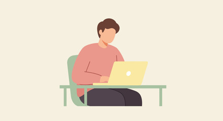 Stylized illustration of a person seated in a green chair resting