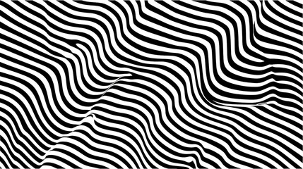 Abstract black and white wavy lines pattern design.