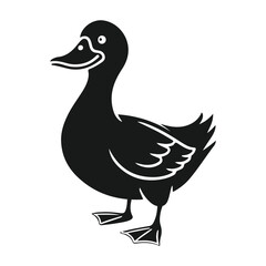 silhoutte duck standing on a white background with a natural and peaceful appearance