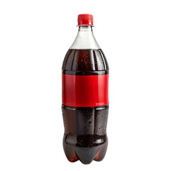 Refreshing cola bottle with blank red label.