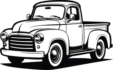 Pickup truck silhouette, Pickup silhouette, pickup graphic vector, pickup truck black icon isolated on white background