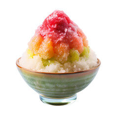 Delicious Rainbow Shaved Ice Dessert on transparent background