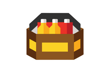 Obraz premium A brown cardboard box carrying bottles of liquid and rectangular packages inside