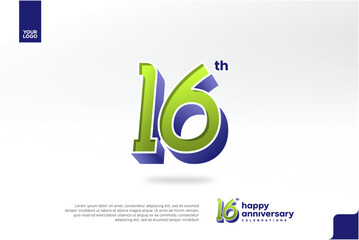 16th Anniversary 3D Number with Silver Jubilee Design in Pear Green and Violet Blue