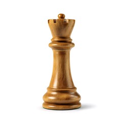 A wooden rook chess piece isolated on a white background