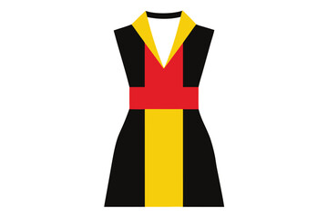 Stylized illustration of a traditional garment with distinct color blocking pattern