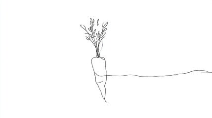 Minimalist line art carrot vegetable drawing for food blog and organic farming related content creation