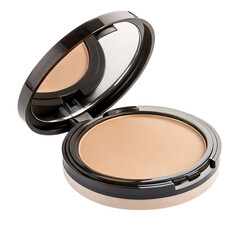 Compact powder makeup with mirror. Beauty product.