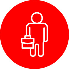 Worker Vector Line White Circle Red