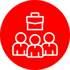 Employees Vector Line White Circle Red