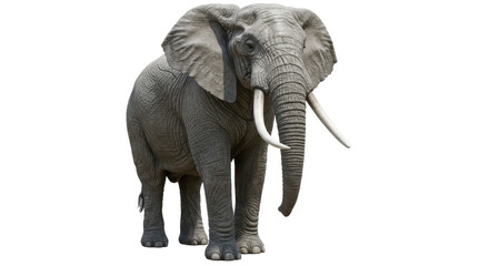 Obraz premium A majestic elephant stands against a stark black background