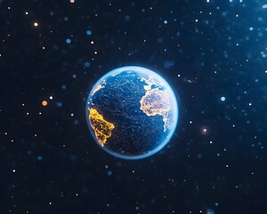 Obraz premium Illuminated Earth in cosmic space, city lights glow