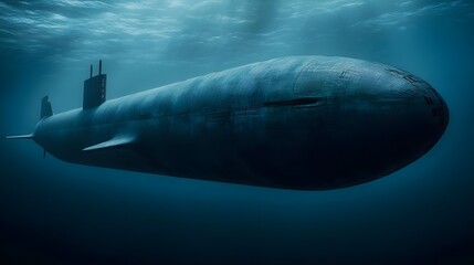 Paper Cutout of a Submarine Floating in the Ocean Water Surface