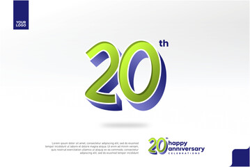 20th Anniversary 3D Number with Silver Jubilee Design in Pear Green and Violet Blue
