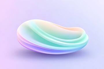 Pastel-colored, smooth, abstract 3D form resembling a shell or pod, with soft, flowing lines and a subtle gradient