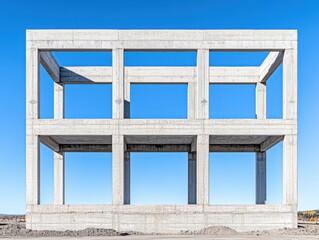 Concrete Building Frame Against Blue Sky