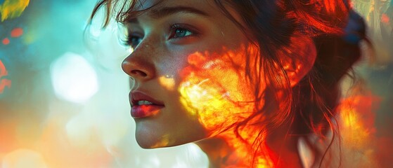 Fiery, ethereal woman portrait