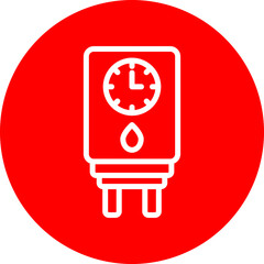 Water Heater Vector Line White Circle Red